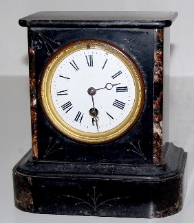 French Slate and Marble Mantle Clock — Antique Clocks Price Guide