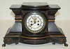 French Black Marble and Bronze Mantle Clock