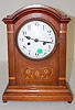 German Inlaid Wood Mantle Clock