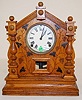 English Oak Grape Carved Cabinet Clock