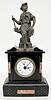 French Slate and Marble Statue Clock