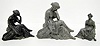 3 Female Clock Antique Statues