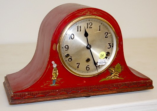 Red Painted Westminster Chime Mantle Clock — Antique Clocks Price Guide