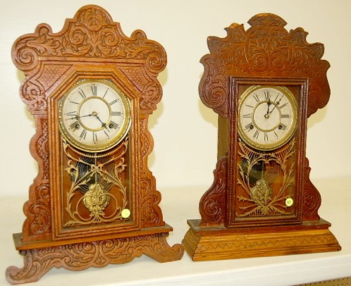 2 Waterbury Pressed Oak Kitchen Clocks — Antique Clocks Price Guide