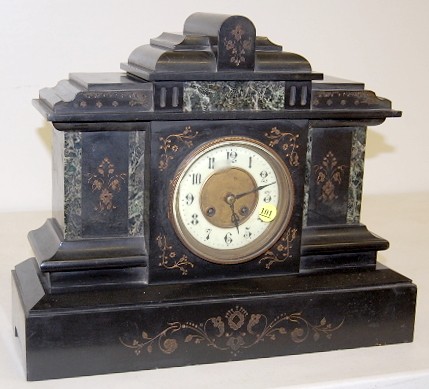 French Japy Freres Marble and Slate Mantle Clock — Antique Clocks Price Guide