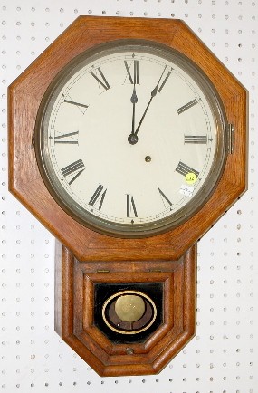 Antique Oak Octagon Short Drop Wall Clock — Antique Clocks Price Guide