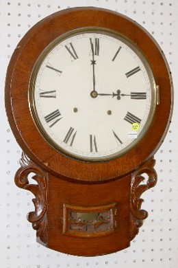 Antique Oak Carved Short Drop Clock — Antique Clocks Price Guide