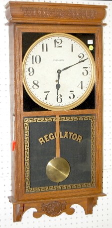Oak Ingraham Antique Store Regulator Clock — Antique Clocks Price Guide