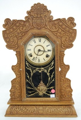 Oak Pressed Carved T and S Kitchen Clock — Antique Clocks Price Guide