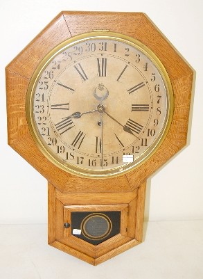 Antique Oak Waterbury Calendar Short Drop Clock — Antique Clocks Price Guide