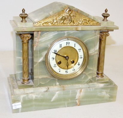 French D'argent Green Onyx Mantle Clock — Antique Clocks Price Guide