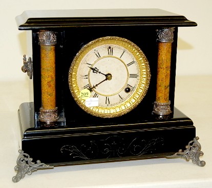 Waterbury Black Enamel Deerfield Mantel Clock — Antique Clocks Price Guide