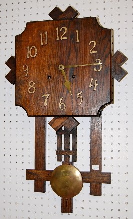 Antique Mission Oak Wall Hanging Clock — Antique Clocks Price Guide