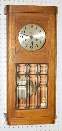 German Max Bohnel Beveled Glass Oak Box Clock — Antique Clocks Price Guide