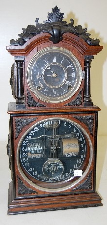 Walnut Ithaca 3 1/2 Double Dial Calendar Clock — Antique Clocks Price Guide