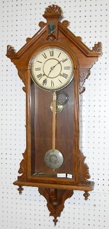 Ornate Walnut Waterbury Hanging Antique Clock — Antique Clocks Price Guide