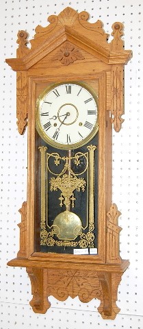 Antique Oak Carved Gilbert No. 117 Wall Clock — Antique Clocks Price Guide