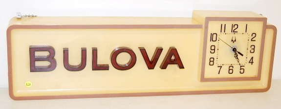 Plastic and Metal Bulova Advertising Lighted Clock — Antique Clocks Price Guide