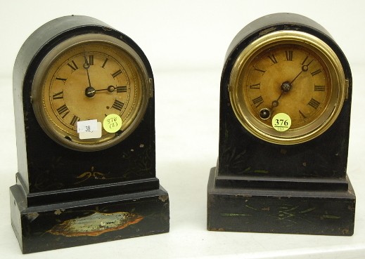 2 Small Antique Terry Iron Case Shelf Clocks — Antique Clocks Price Guide
