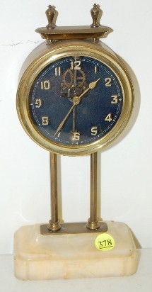 British Visible Escapement Marble Base Clock — Antique Clocks Price Guide