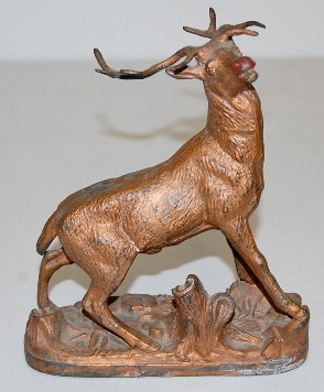 Antlered Elk Stag Metal Clock Statue — Antique Clocks Price Guide