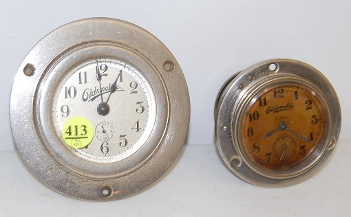 2 Antique Oldsmobile Automobile Clocks — Antique Clocks Price Guide