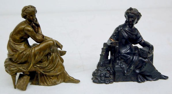 2 Seated Female Metal Clock Statues — Antique Clocks Price Guide
