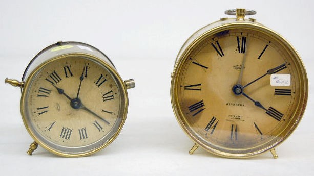 2 Parker Metal Case Barrel Alarm Clocks — Antique Clocks Price Guide