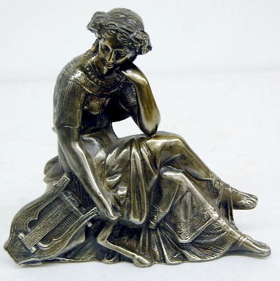 Woman Holding Musical Instrument Clock Statue — Antique Clocks Price Guide