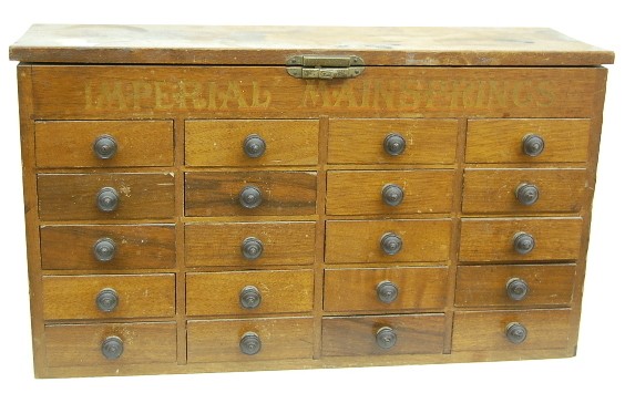 Walnut Imperial Mainsprings 20 Drawer Lift Top Ca — Antique Clocks Price Guide