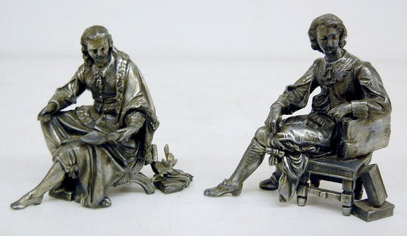 2 Seated Metal Scholar Clock Statues — Antique Clocks Price Guide