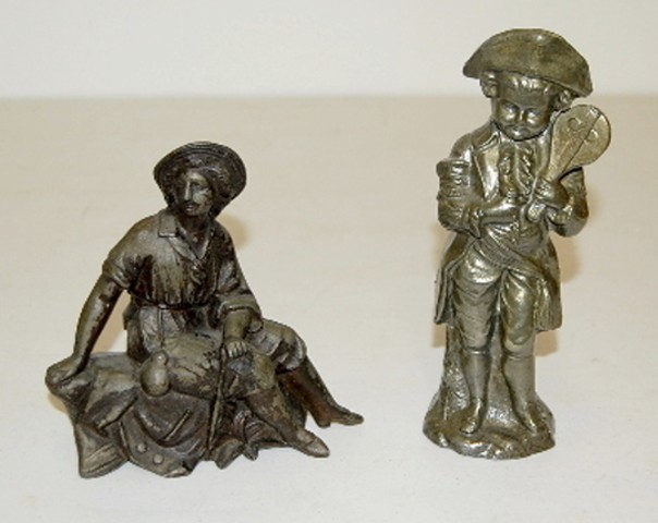 2 Metal Clock Statues: Seated Man and Boy W/Violin — Antique Clocks Price Guide