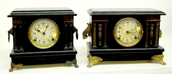 2 Sessions Enamel Marbleized Mantle Clocks — Antique Clocks Price Guide