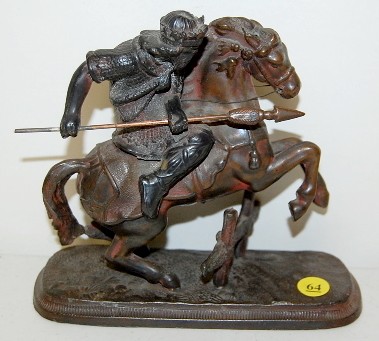 Antique Warrior on Horse Clock Statue — Antique Clocks Price Guide