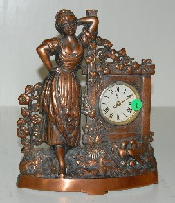 Copper Clad Iron Figural Lady Clock — Antique Clocks Price Guide