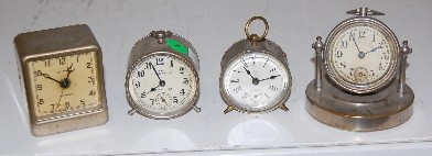 4 Antique Minitaure Alarm Clocks — Antique Clocks Price Guide