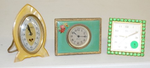 3 Antique Ladies Dresser Clocks: — Antique Clocks Price Guide