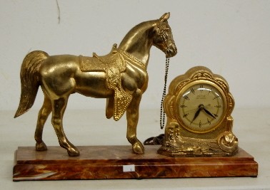 United Electric Clock w/ Horse and Saddle — Antique Clocks Price Guide