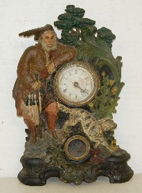 American Clock Co. Iron Front Clock W/ Hunter and Dog — Antique Clocks Price Guide