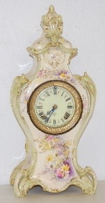 Antique Ansonia Floral Case T and S China Clock — Antique Clocks Price Guide