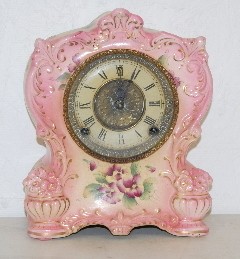 No. 417 Pink Floral T and S China Clock — Antique Clocks Price Guide
