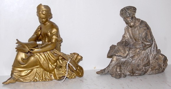 2 Metal Clock Statues, Lady and Man — Antique Clocks Price Guide