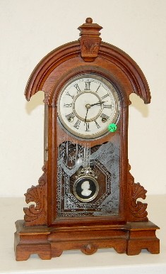 Antique Walnut Kitchen Clock w/ Lady Pendulum — Antique Clocks Price Guide