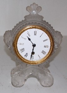 2 Pc. Glass Lady Head Clock — Antique Clocks Price Guide
