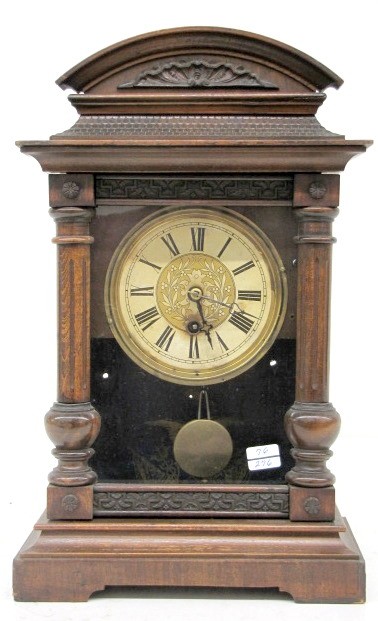 Antique Walnut German Carved Shelf Clock: — Antique Clocks Price Guide