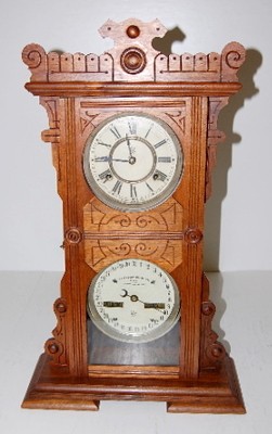 Waterbury No. 44 Walnut Double Dial Calendar Clock — Antique Clocks Price Guide