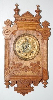 Ansonia Fancy Oak "Upton" Hanging Clock — Antique Clocks Price Guide