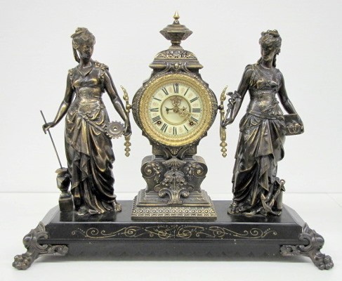 Ansonia "Commerce and Art" Double Lady Statue Clock — Antique Clocks Price Guide
