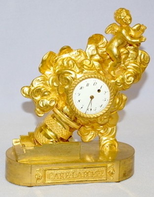 French Dore Cherub and Cannon Desk Clock — Antique Clocks Price Guide