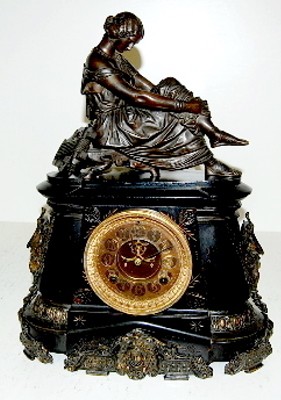 Ansonia "Pompeii" Iron Case Clock W/ Lady Top — Antique Clocks Price Guide